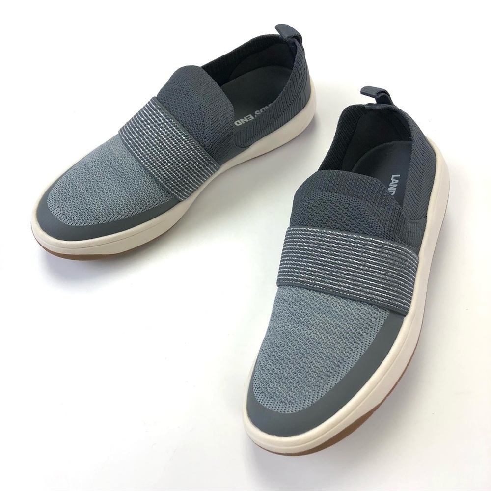 Lands End grey loafer sneaker knit slip on casual Size 7B